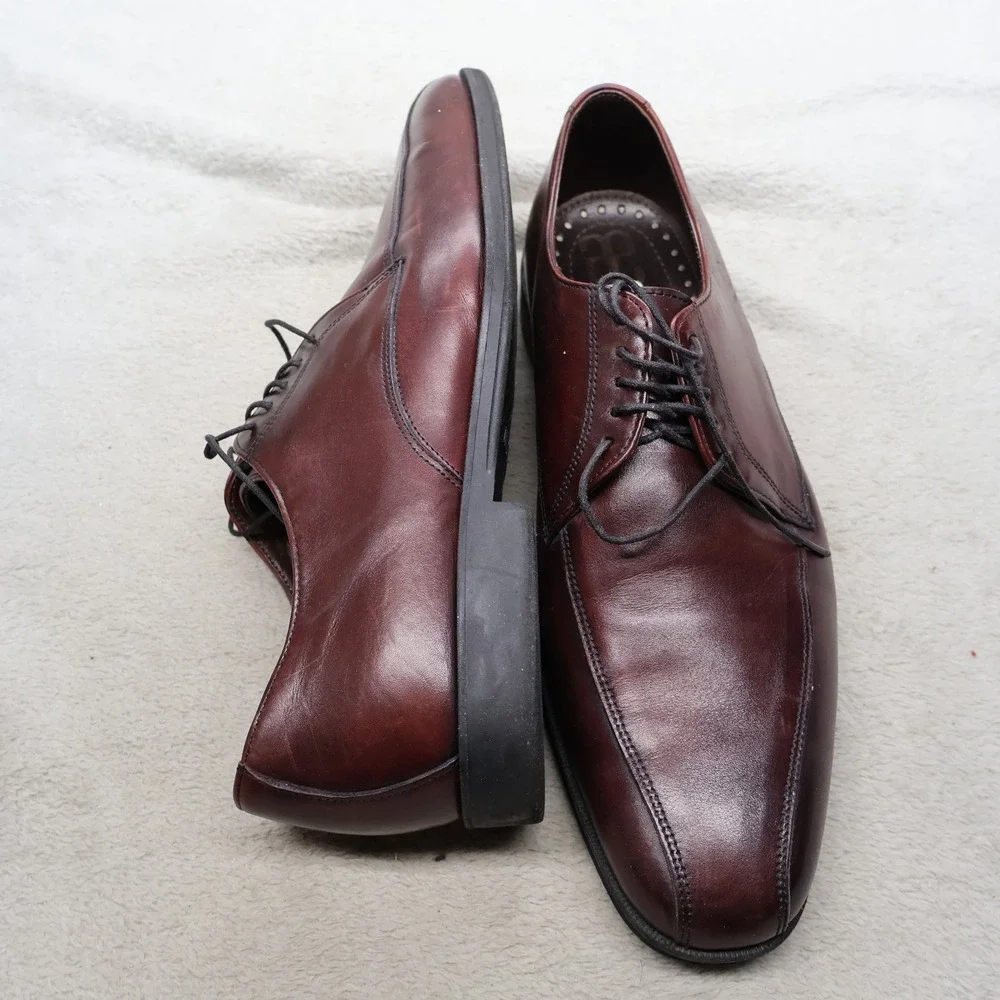 Allen Edmonds Mens 10 Oxford Dress Shoes Red Leather Woven Classic Lace Up USA